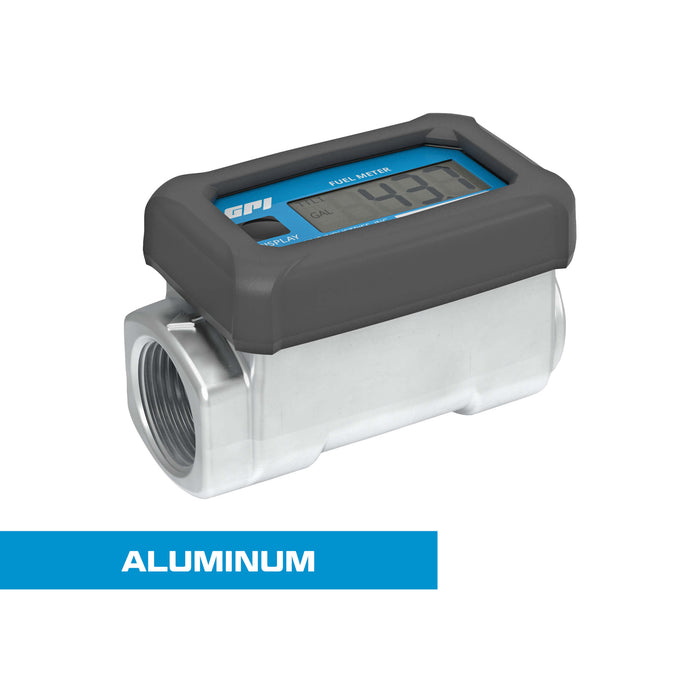 Turbine Flow Meter, Battery Powered Display, Aluminum Body for Fuels