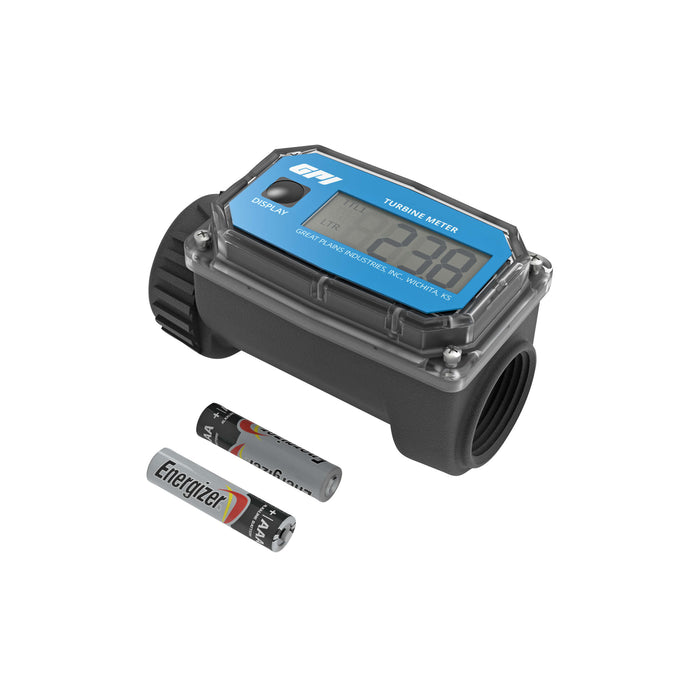 Turbine Flow Meter, Battery Powered Display, Nylon Body for Water