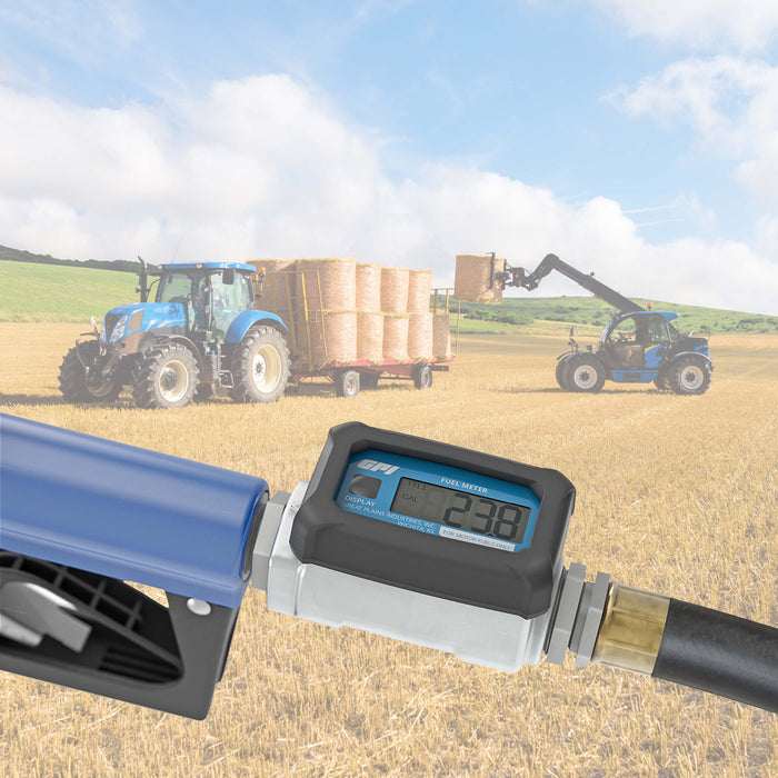Turbine Flow Meter, Battery Powered Display, Nickel Plated Aluminum Body for Methanol