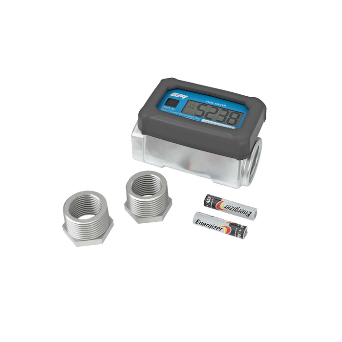 Turbine Flow Meter, Battery Powered Display, Nickel Plated Aluminum Body for Methanol