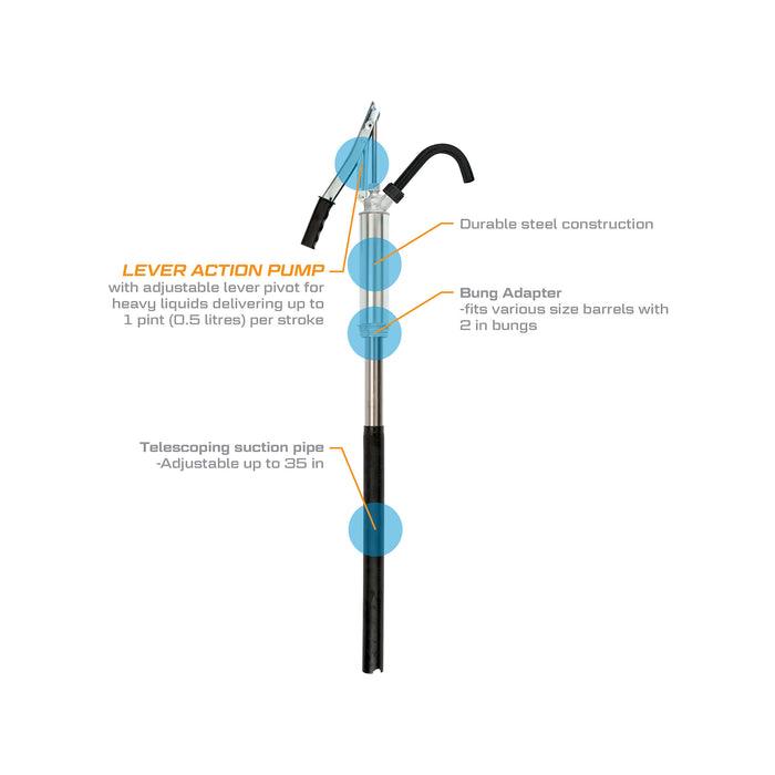 GPI 1 Pint per Stroke Lever Action Steel Fluid Transfer Hand Pump