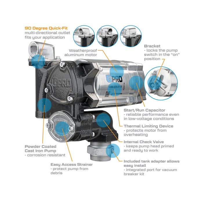 GPRO 20 GPM 115V FUEL TRANSFER PUMP for REMOTE DISPENSER