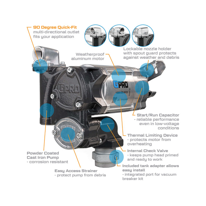 GPRO 20 GPM 115V Fuel Transfer Pump for Extreme Temperatures