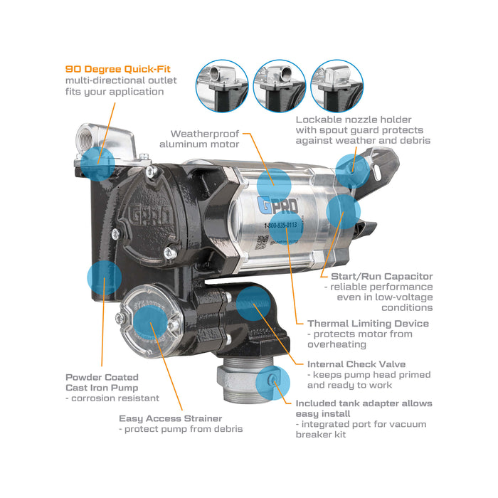 GPRO 20 GPM 115V FUEL TRANSFER PUMP - 3/4-INCH OUTLET