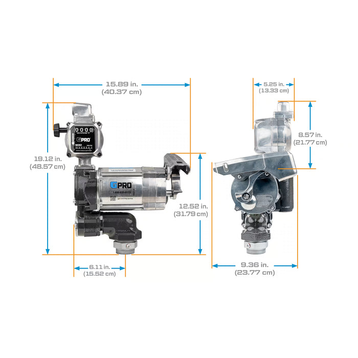 GPRO 20 GPM 115V FUEL TRANSFER PUMP WITH 5-30 GPM FUEL METER - 1-INCH OUTLET