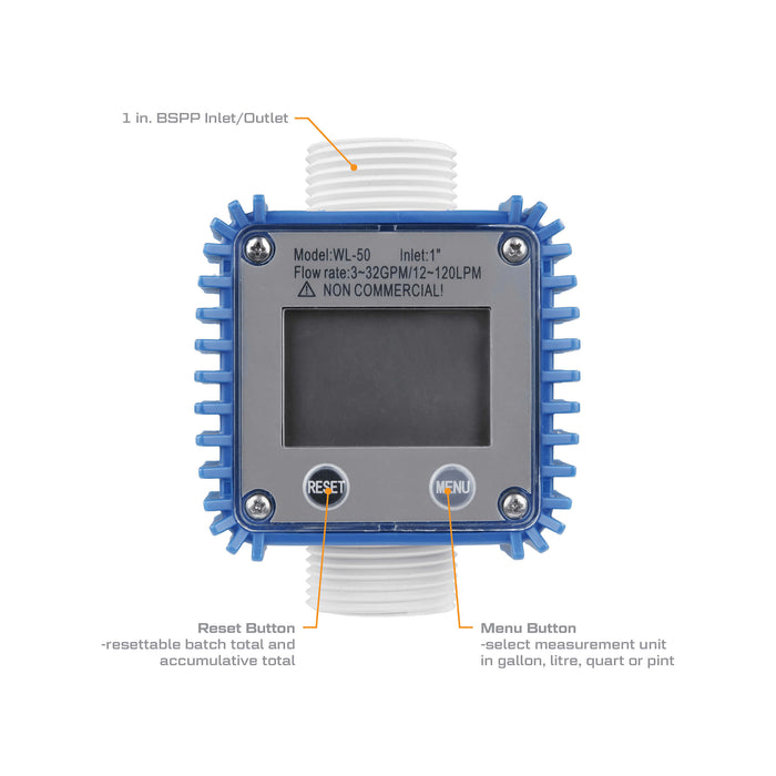 Turbine Flow Meter, Battery Powered Display, Polyamide Body for DEF