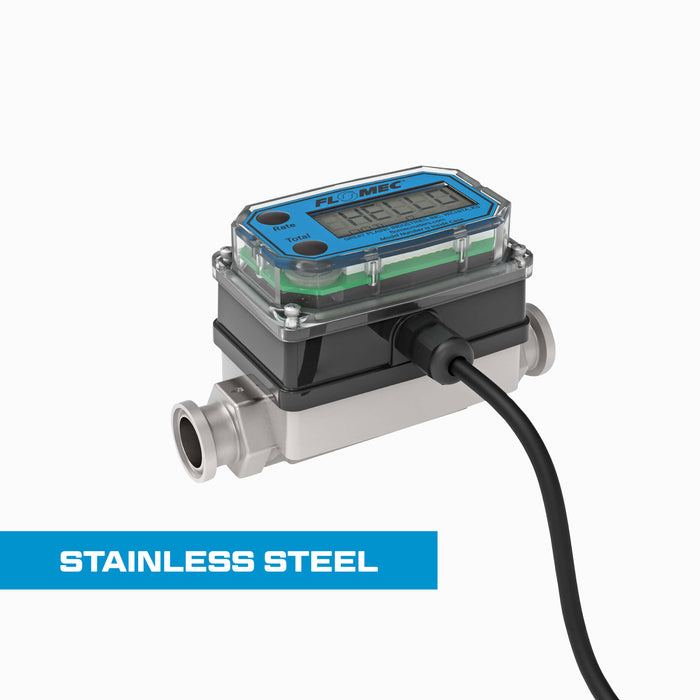Turbine Flow Meter, Pulse Out, 4-20mA, Stainless Steel Body for Petro Chem, Water, and Solvents