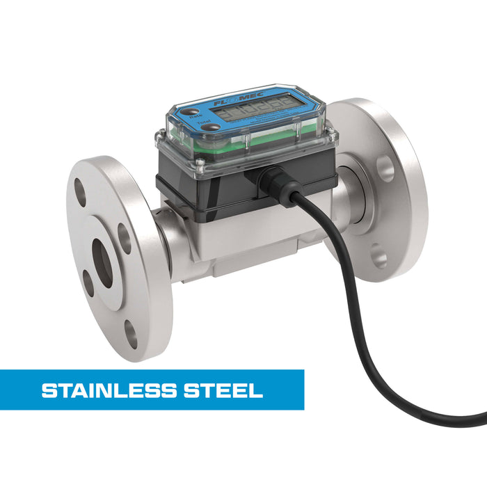 Turbine Flow Meter, Pulse Out, 4-20mA, Stainless Steel Body for Petro Chem, Water, and Solvents