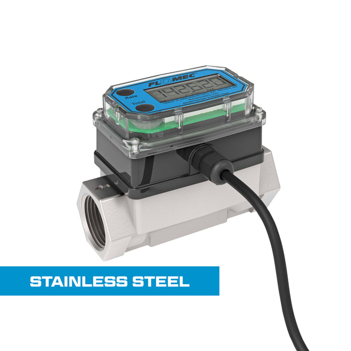 Turbine Flow Meter, Pulse Out, 4-20mA, Stainless Steel Body for Petro Chem, Water, and Solvents