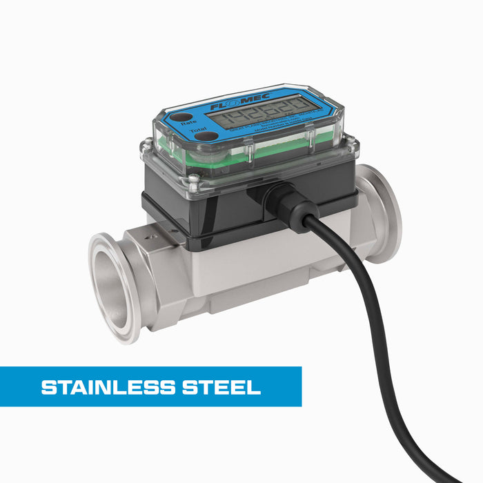 Turbine Flow Meter, Pulse Out, 4-20mA, Stainless Steel Body for Petro Chem, Water, and Solvents