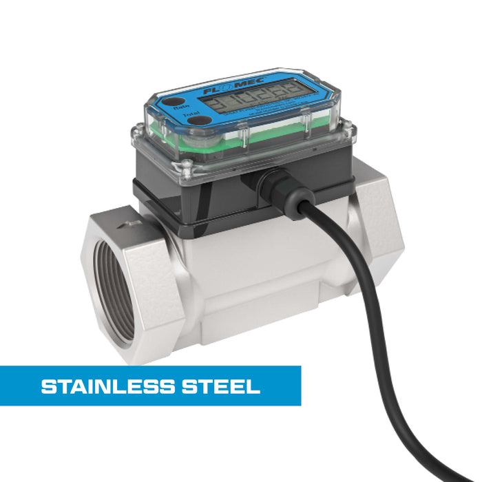 Turbine Flow Meter, Pulse Out, 4-20mA, Stainless Steel Body for Petro Chem, Water, and Solvents
