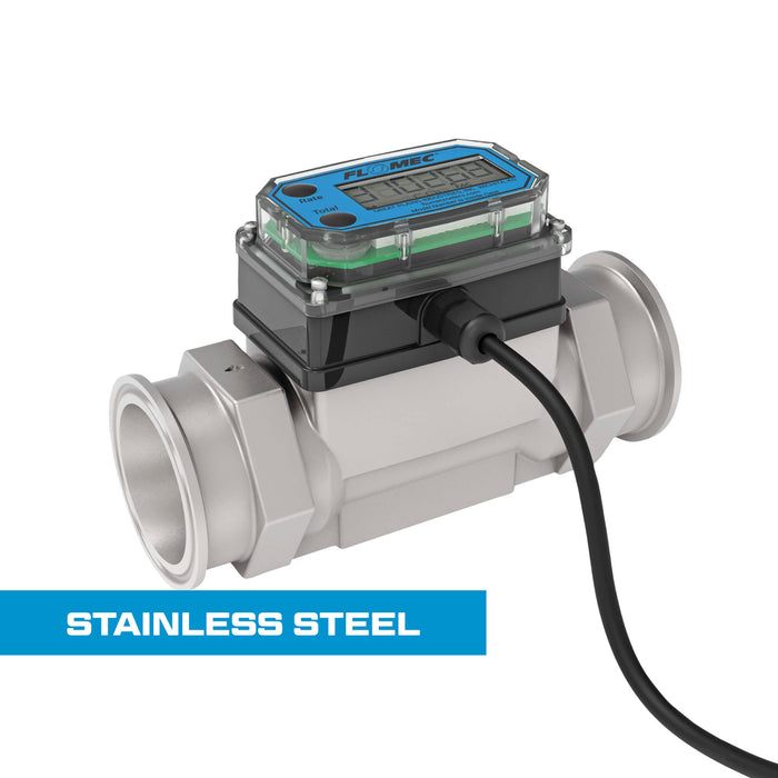 Turbine Flow Meter, Pulse Out, 4-20mA, Stainless Steel Body for Petro Chem, Water, and Solvents