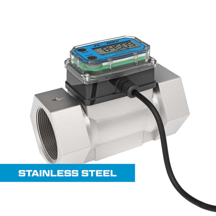 Turbine Flow Meter, Pulse Out, 4-20mA, Stainless Steel Body for Petro Chem, Water, and Solvents