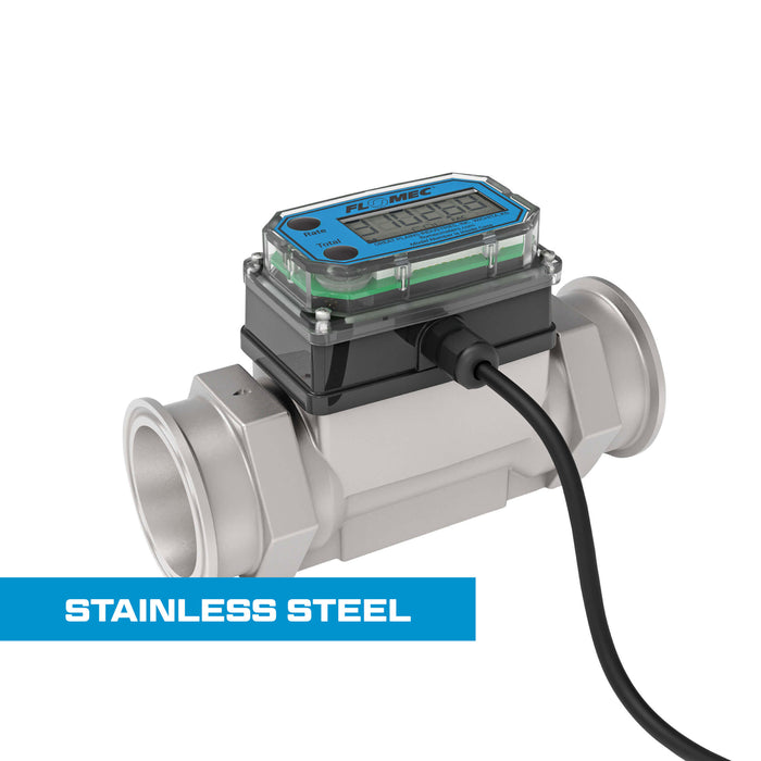 Turbine Flow Meter, Pulse Out, 4-20mA, Stainless Steel Body for Petro Chem, Water, and Solvents