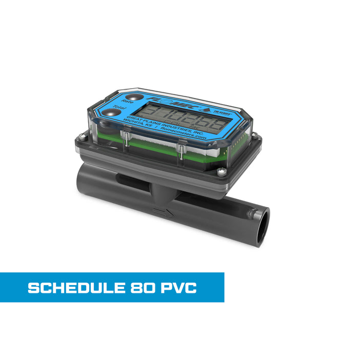 Turbine Flow Meter, Battery Powered Display, Schedule 80 PVC for Water