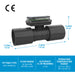 FLOMEC TM Series 1 1/2-inch meter showing specs, dimensions, and certifications