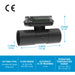 FLOMEC TM 1 1/2-inch meter showing specs, dimensions and certifications