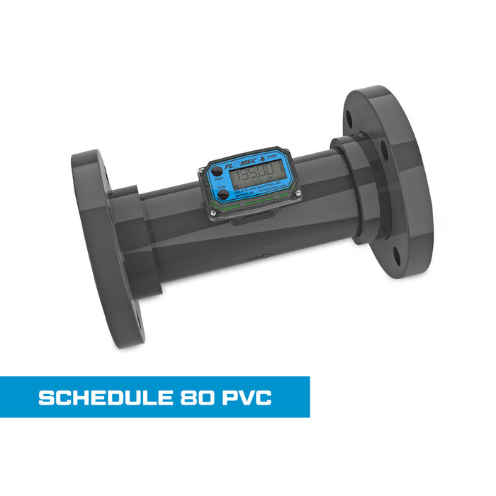 Turbine Flow Meter, Battery Powered Display, Schedule 80 PVC for Water