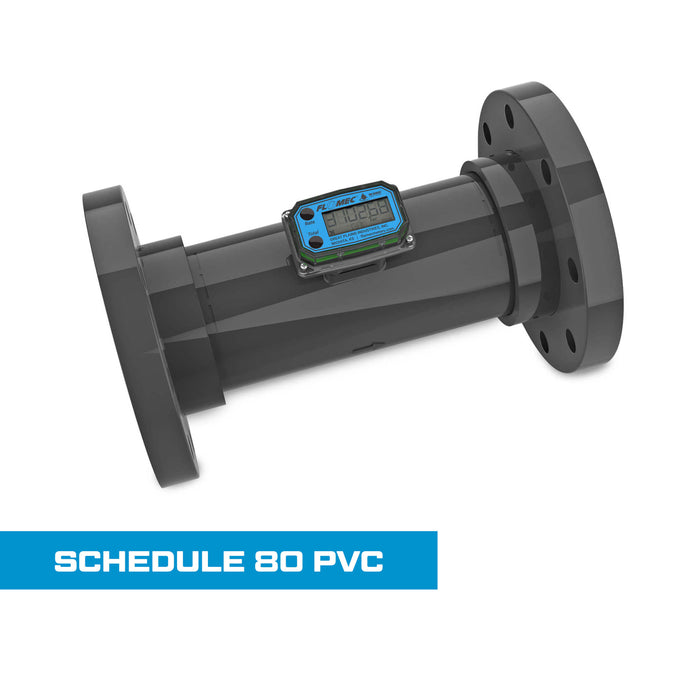 Turbine Flow Meter, Battery Powered Display, Schedule 80 PVC for Water