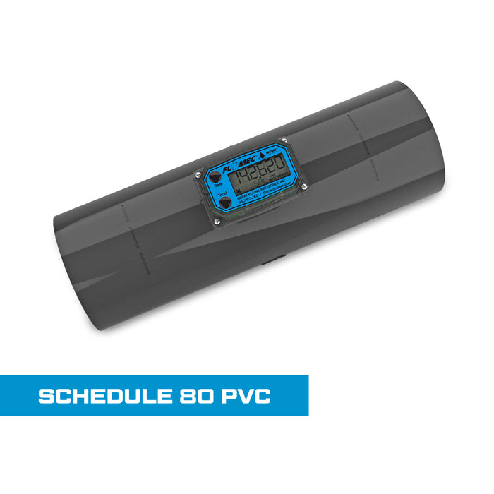 Turbine Flow Meter, Battery Powered Display, Schedule 80 PVC for Water
