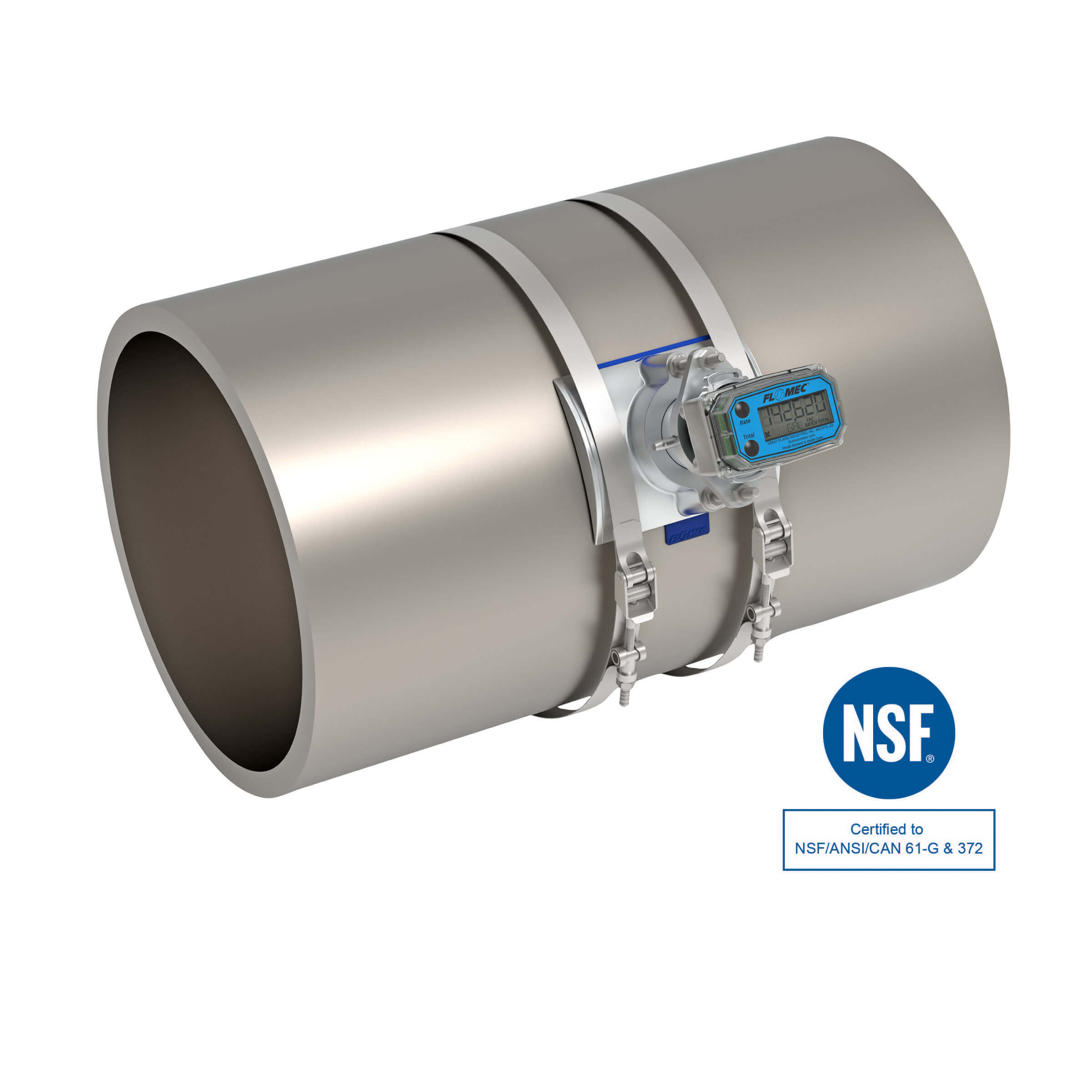 Ultrasonic Flow Meter, Battery Powered Display, NPS IPS Pipe for Water