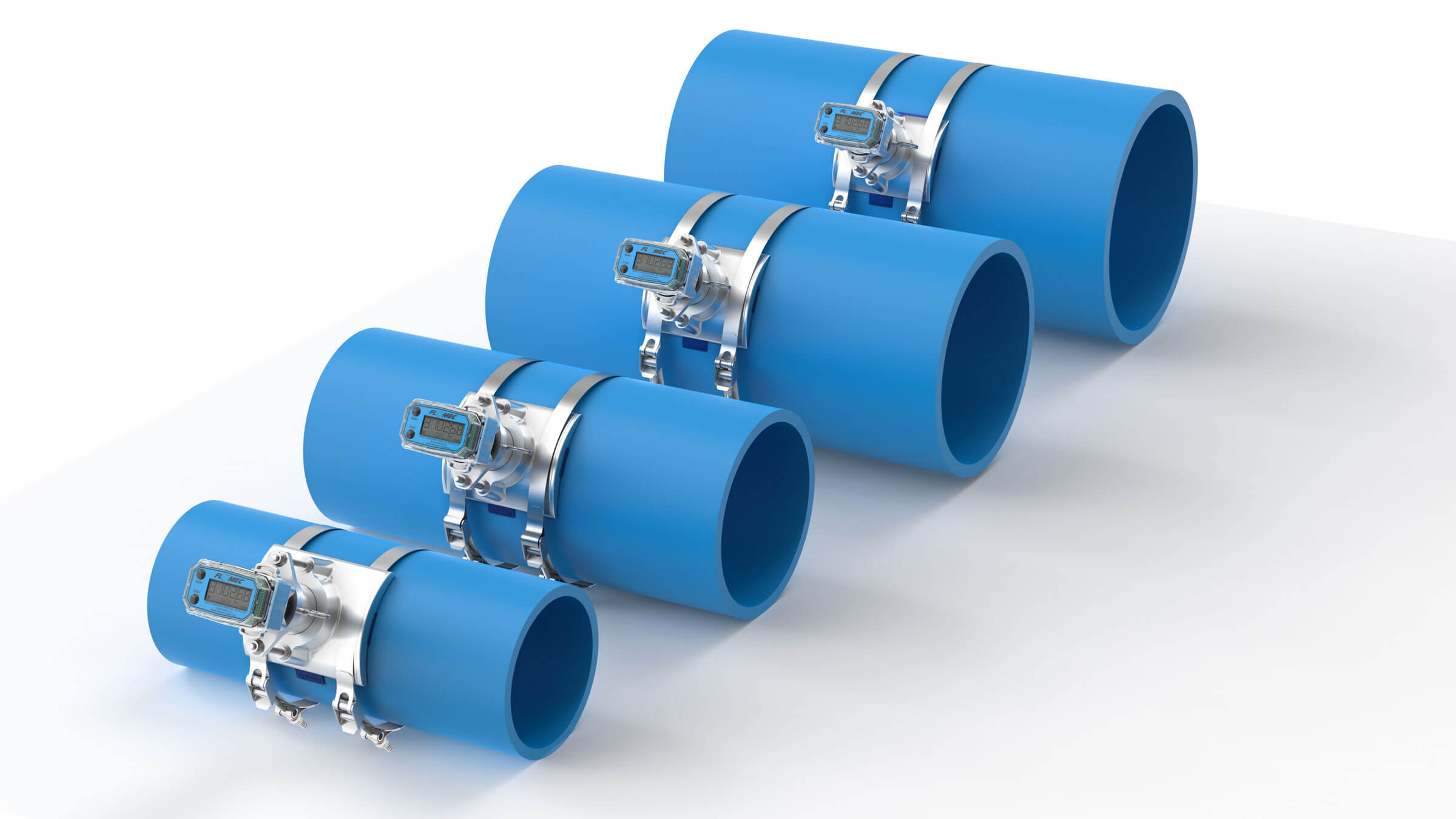 Ultrasonic Flow Meter, Battery Powered Display, PIP Pipe for Water