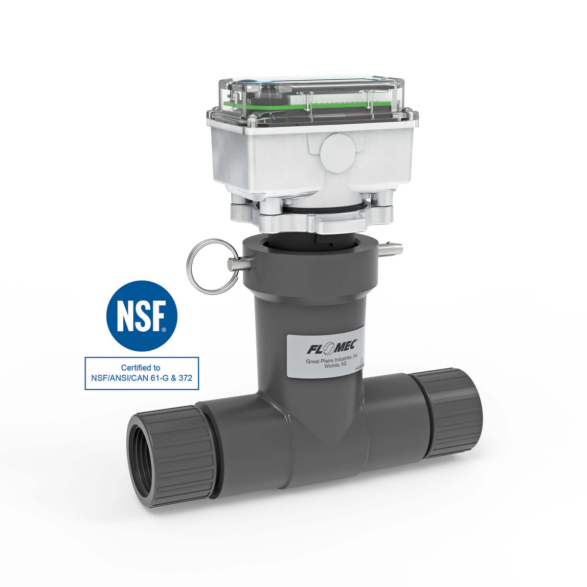 Ultrasonic Flow Meter, Battery Powered Display, Schedule 80 PVC Tee for Water
