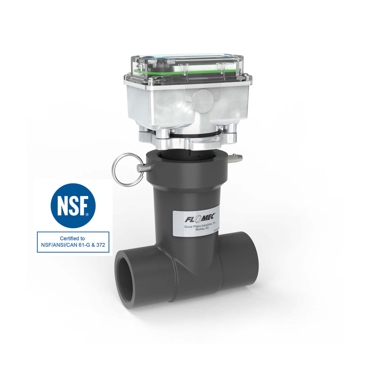 Ultrasonic Flow Meter, Battery Powered Display, Schedule 80 PVC Tee for Water