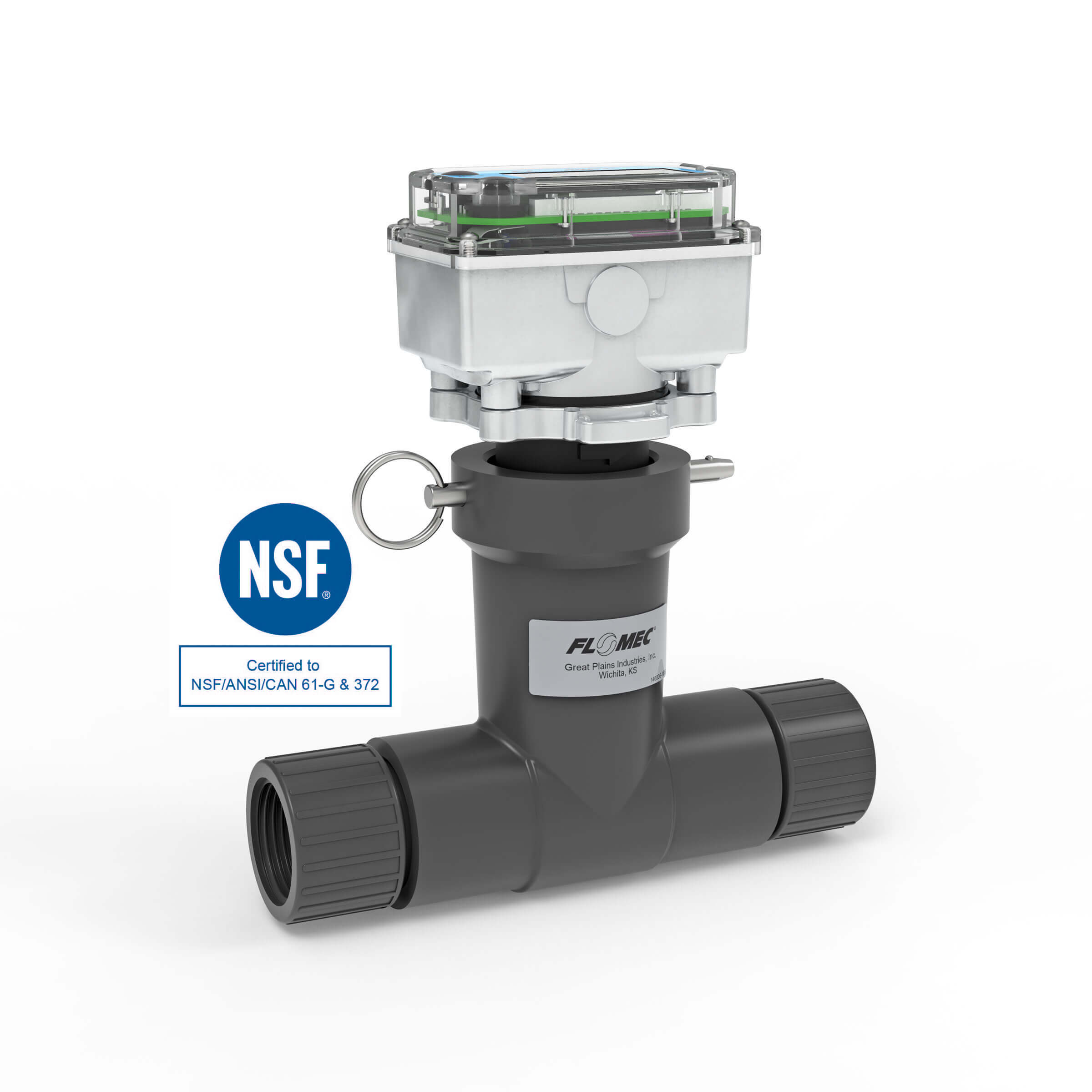 Ultrasonic Flow Meter, Battery Powered Display, Schedule 80 PVC Tee for Water