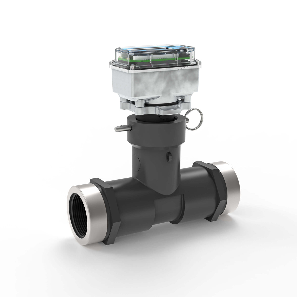 Ultrasonic Flow Meter, Battery Powered Display, Schedule 80 PVC Tee for Water
