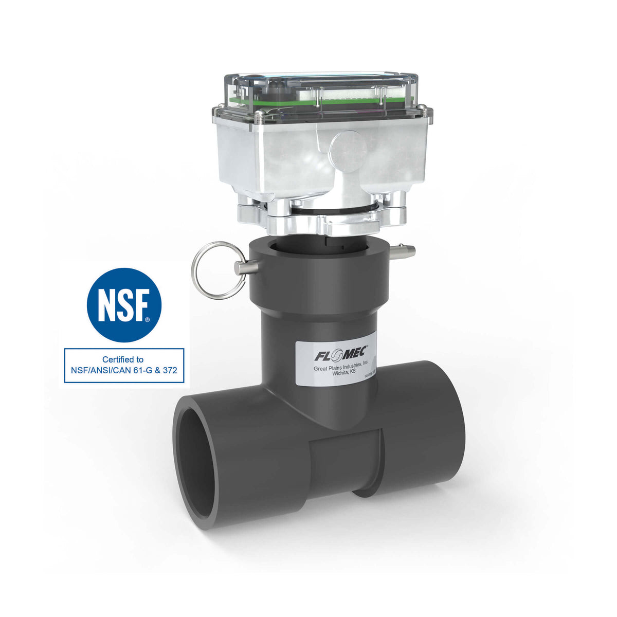 Ultrasonic Flow Meter, Battery Powered Display, Schedule 80 PVC Tee for Water