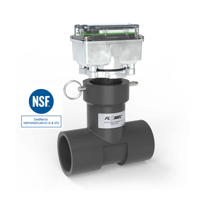 Ultrasonic Flow Meter, Battery Powered Display, Schedule 80 PVC Tee for Water