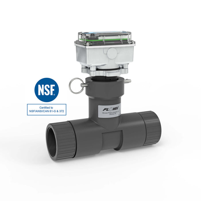 Ultrasonic Flow Meter, Battery Powered Display, Schedule 80 PVC Tee for Water