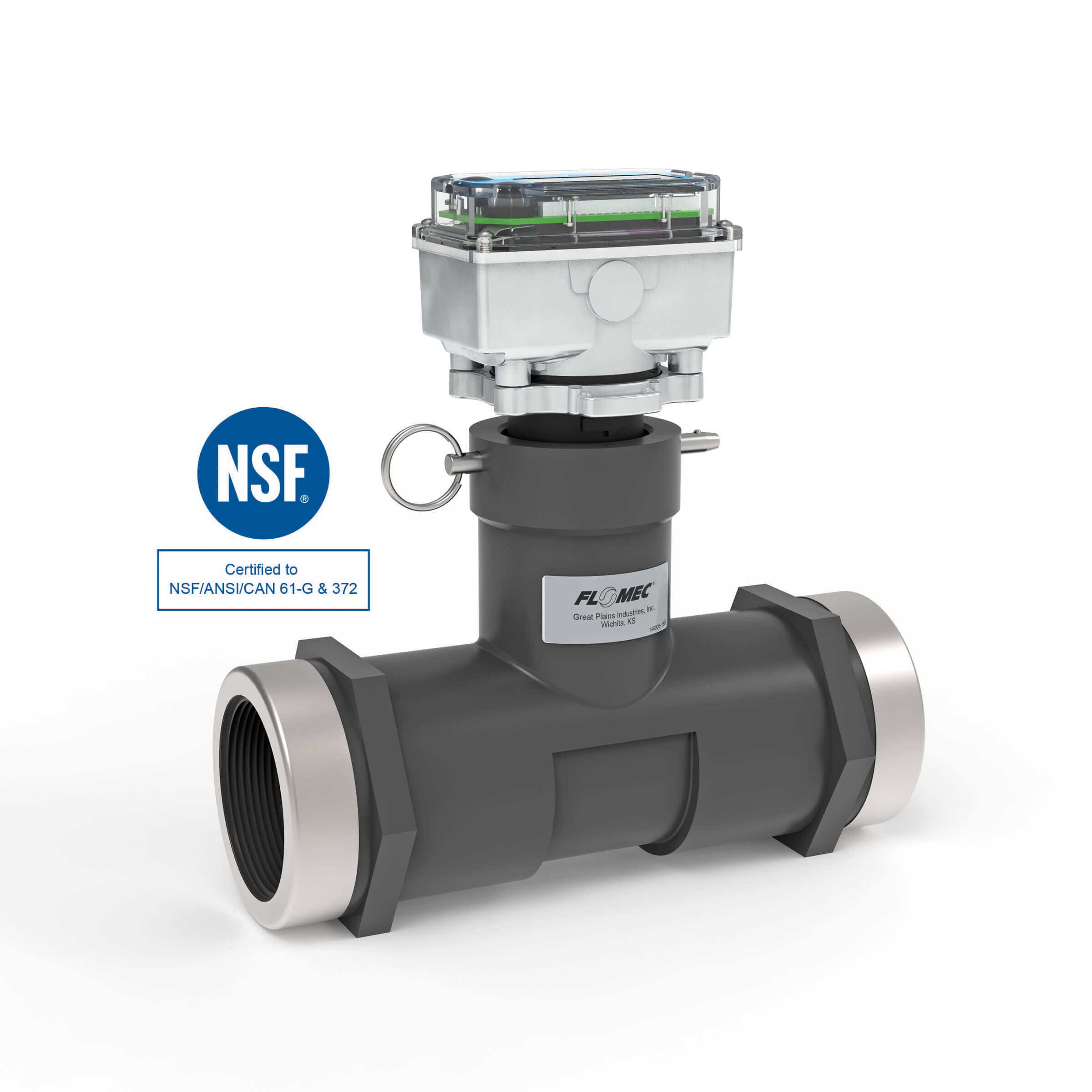 Ultrasonic Flow Meter, Battery Powered Display, Schedule 80 PVC Tee for Water