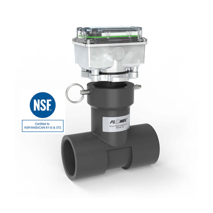 Ultrasonic Flow Meter, Battery Powered Display, Schedule 80 PVC Tee for Water