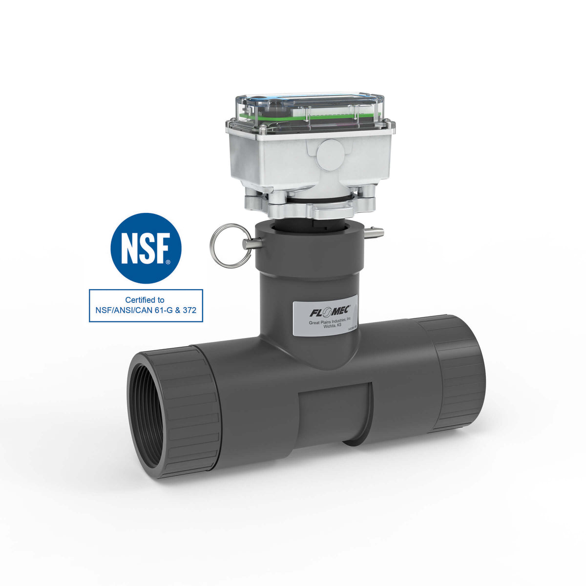 Ultrasonic Flow Meter, Battery Powered Display, Schedule 80 PVC Tee for Water