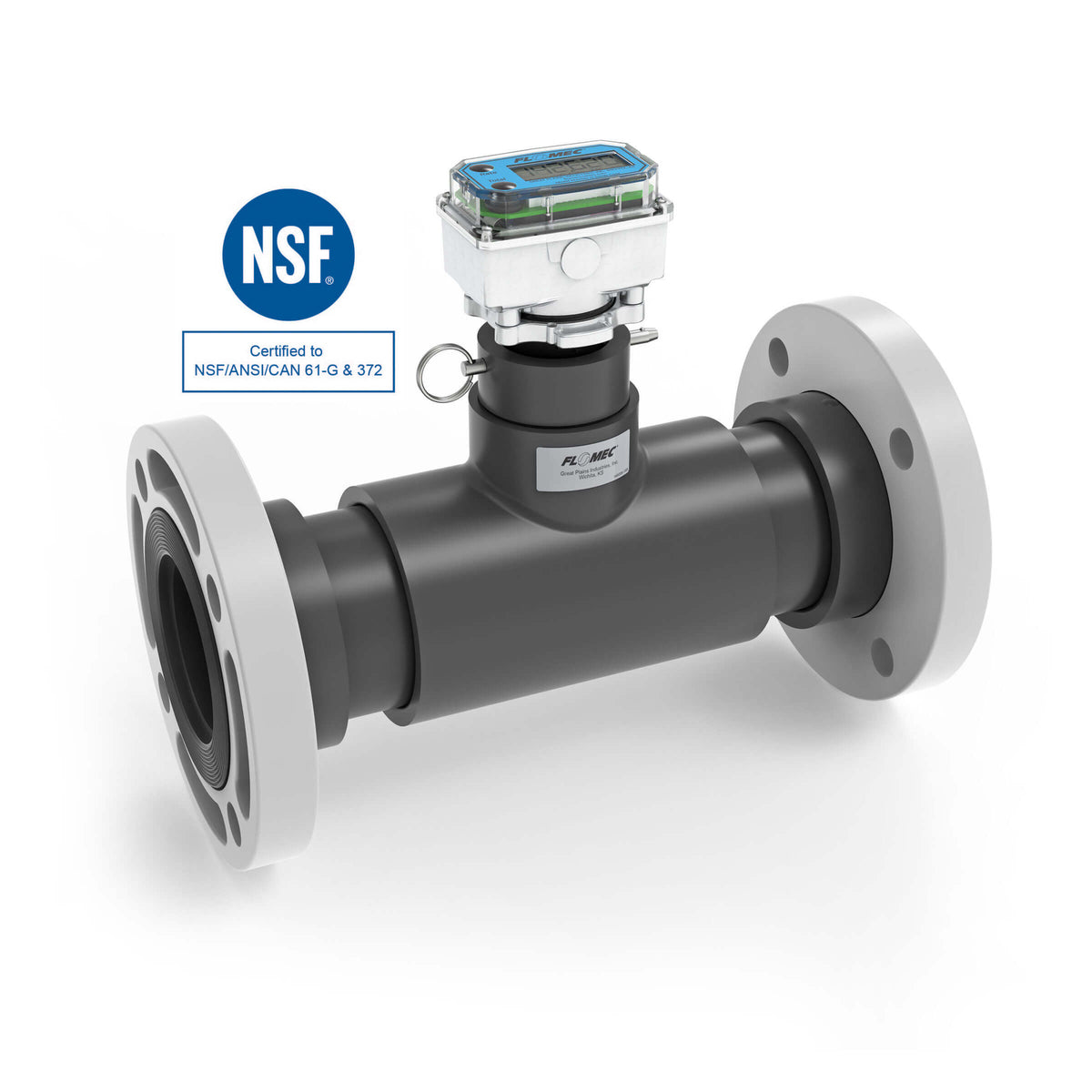 Ultrasonic Flow Meter, Battery Powered Display, Schedule 80 PVC Tee for Water