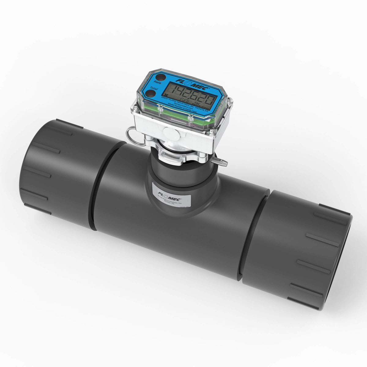 Ultrasonic Flow Meter, Battery Powered Display, Schedule 80 PVC Tee for Water
