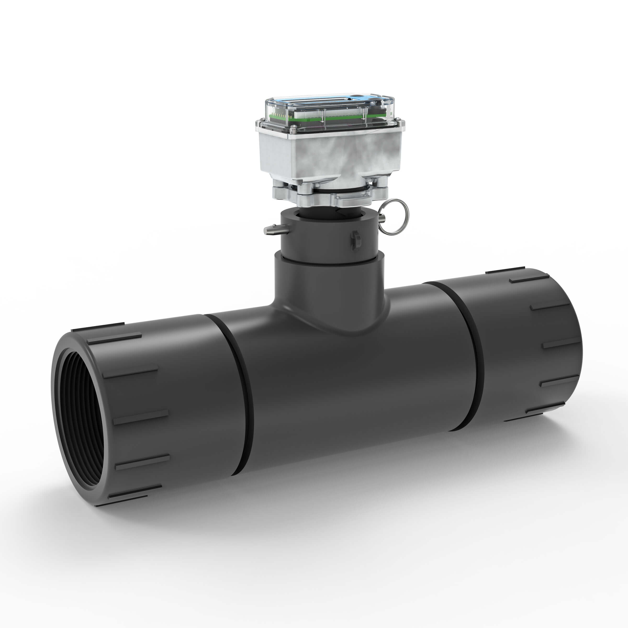 Ultrasonic Flow Meter, Battery Powered Display, Schedule 80 PVC Tee for Water