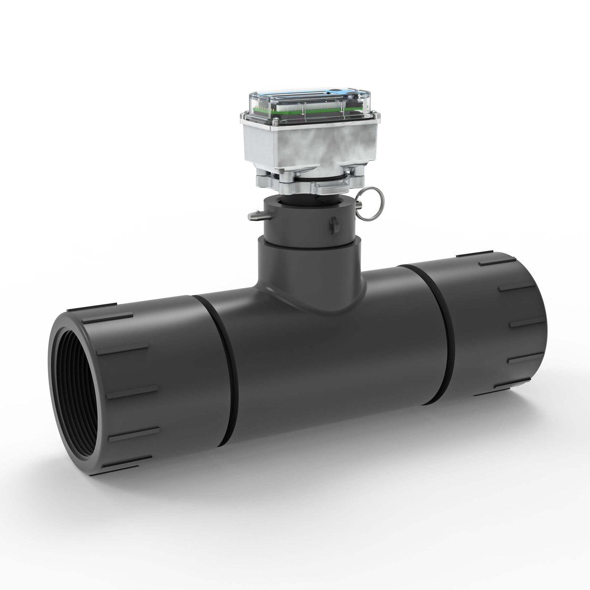 Ultrasonic Flow Meter, Battery Powered Display, Schedule 80 PVC Tee for Water