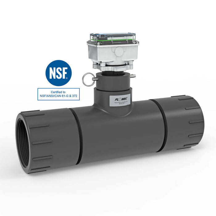 Ultrasonic Flow Meter, Battery Powered Display, Schedule 80 PVC Tee for Water