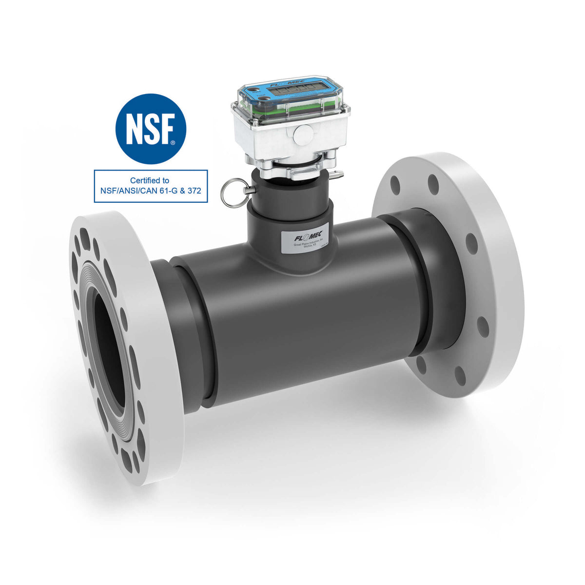 Ultrasonic Flow Meter, Battery Powered Display, Schedule 80 PVC Tee for Water