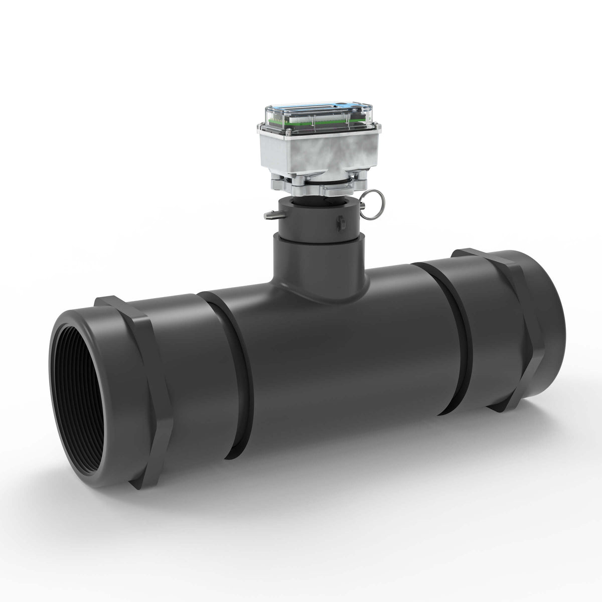 Ultrasonic Flow Meter, Battery Powered Display, Schedule 80 PVC Tee for Water