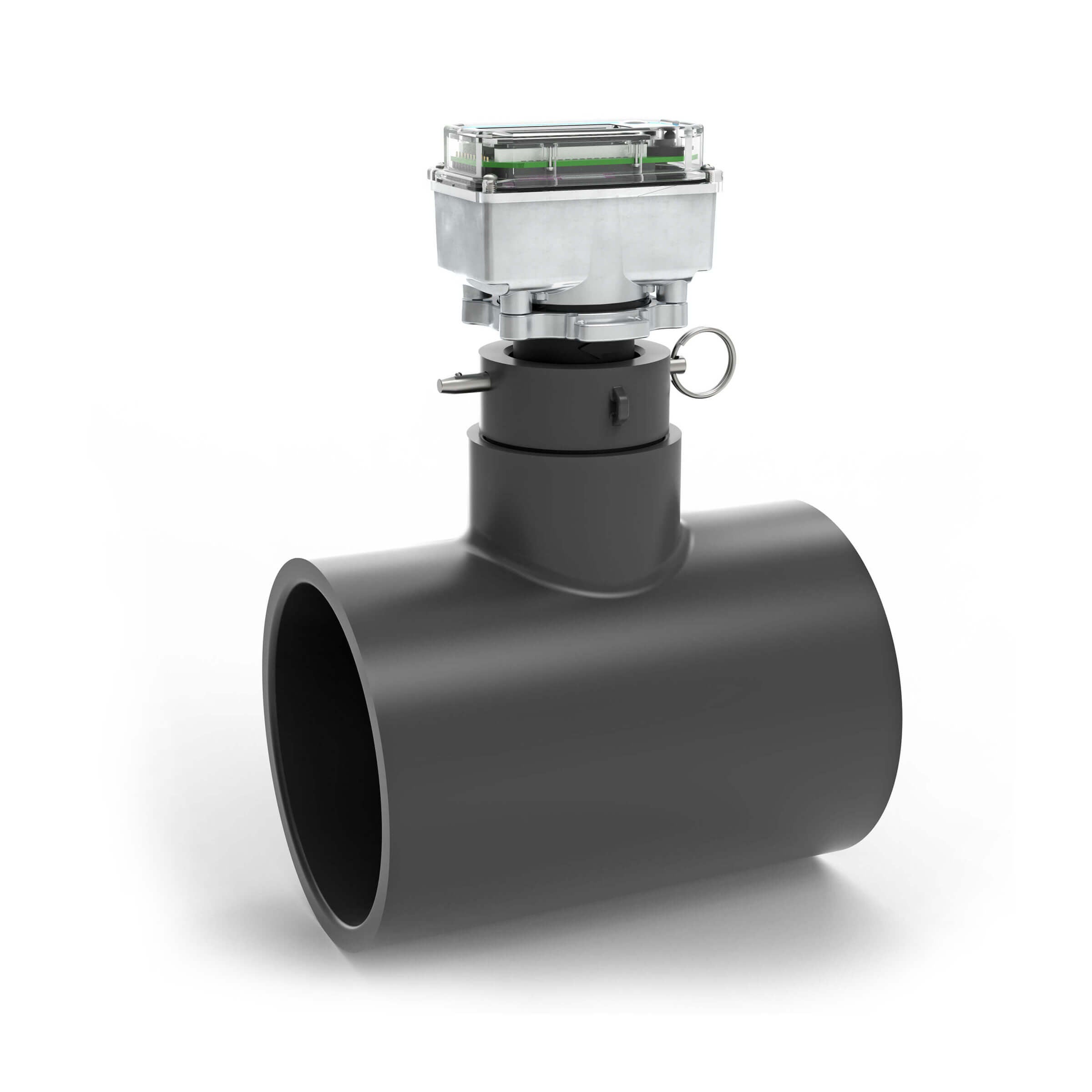 Ultrasonic Flow Meter, Battery Powered Display, Schedule 80 PVC Tee for Water