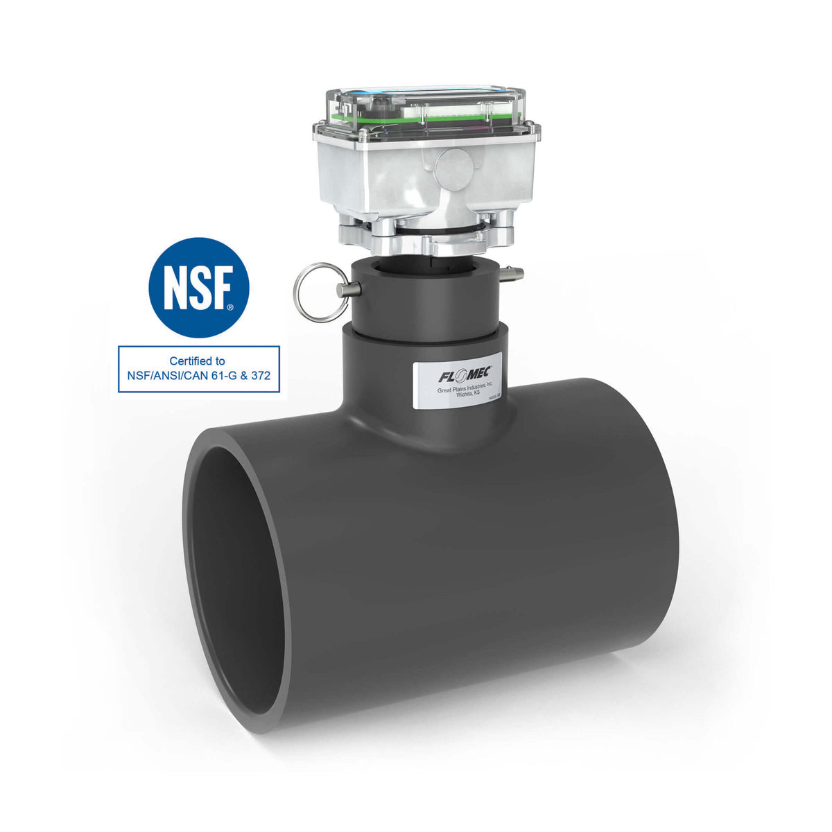 Ultrasonic Flow Meter, Battery Powered Display, Schedule 80 PVC Tee for Water