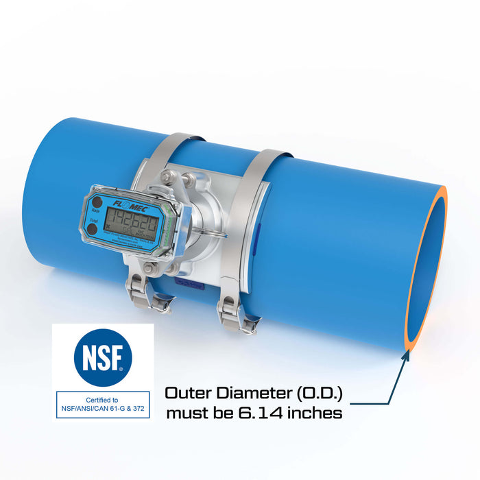 Ultrasonic Flow Meter, Battery Powered Display, PIP Pipe for Water