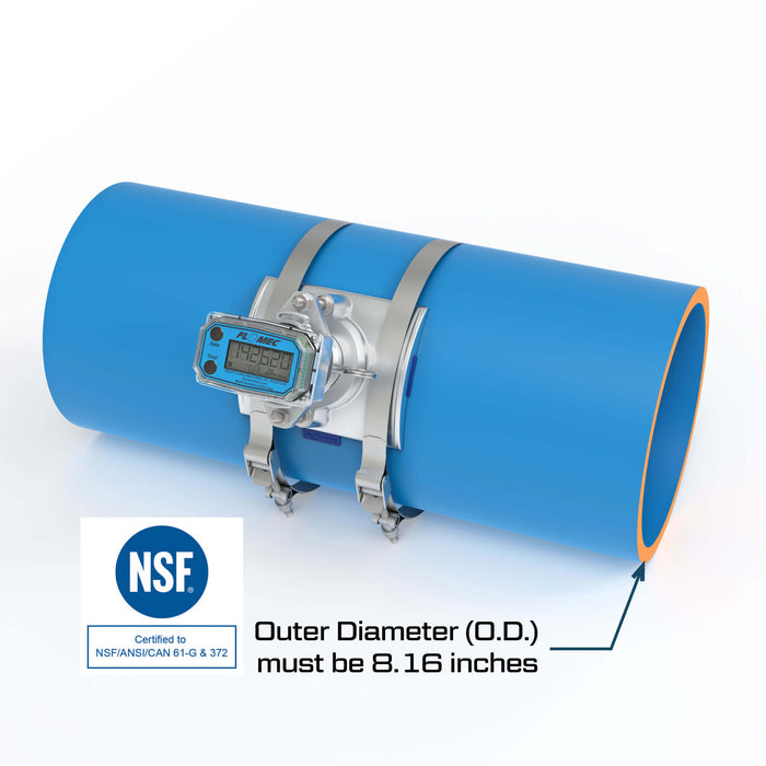 Ultrasonic Flow Meter, Battery Powered Display, PIP Pipe for Water