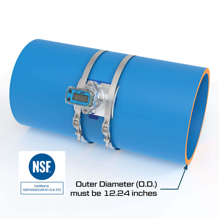 Ultrasonic Flow Meter, Battery Powered Display, PIP Pipe for Water