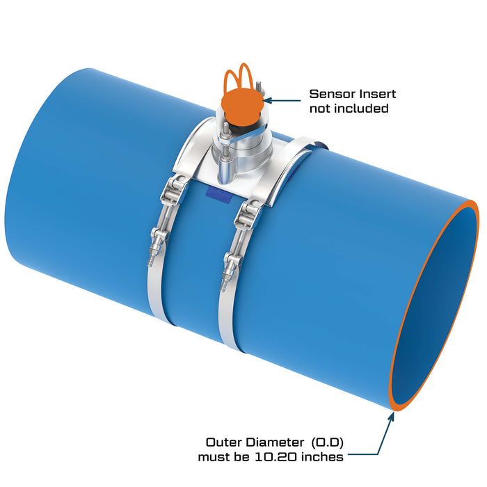 FLOMEC QS200 Saddle outer diameter dimensions for 10-inch plastic irrigation pipe