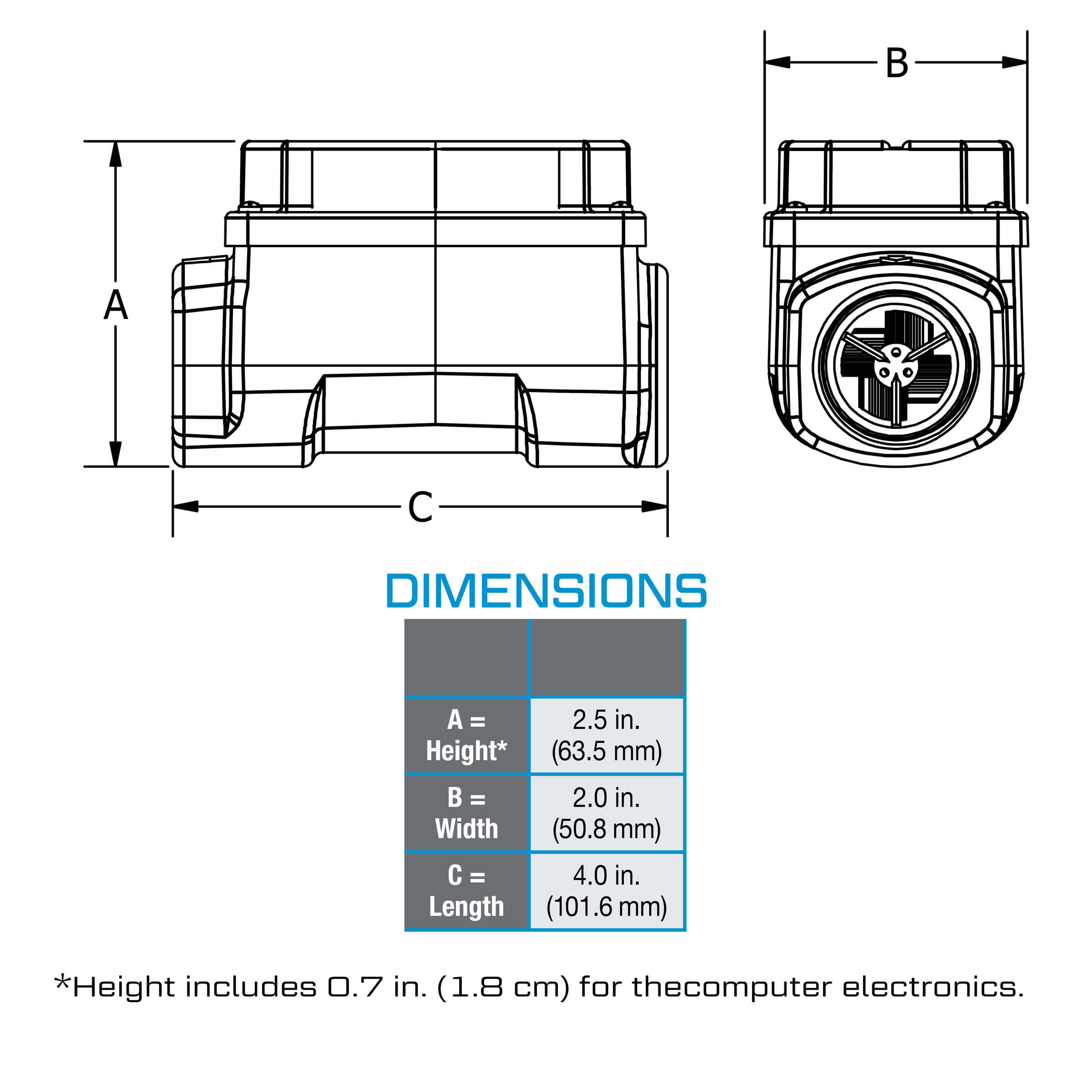 Paddlewheel Flow Meter, Low Flow, Battery Powered Display, Nylon Body for Water and Non-Aggressive Chemicals